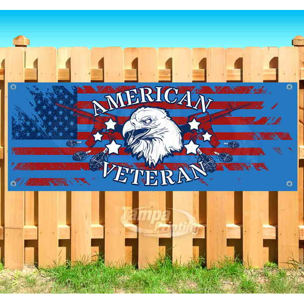 American Veteran 13 oz Banner Non-Fabric Heavy-Duty Vinyl Single-Sided with Metal Grommets 